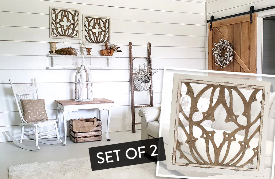 Ornate Framed Wood Wall Decor, Set of 2