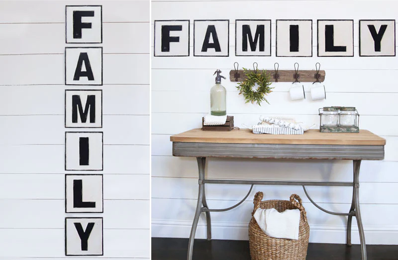 Embossed Scrabble Tile Family Sign