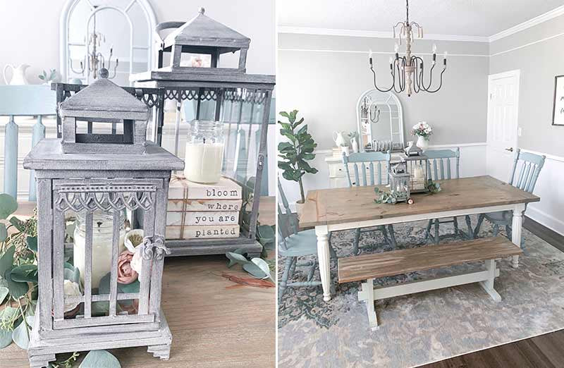 Distressed Metal Lanterns  Set of 2