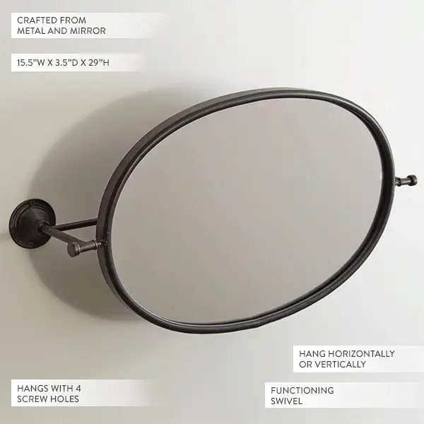 Swiveling Vintage Oval Bathroom Mirror
