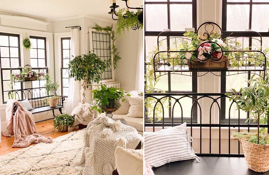 Huge Vintage Iron Bed Frame Shelf | French Victorian