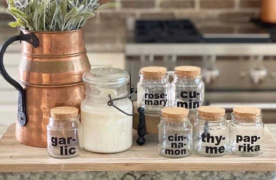 Glass Spice Jars with Cork Lids, Set of 6
