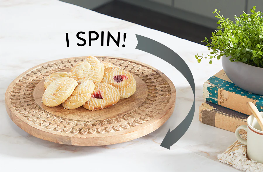 Wooden Lazy Susan Cake Display Platter