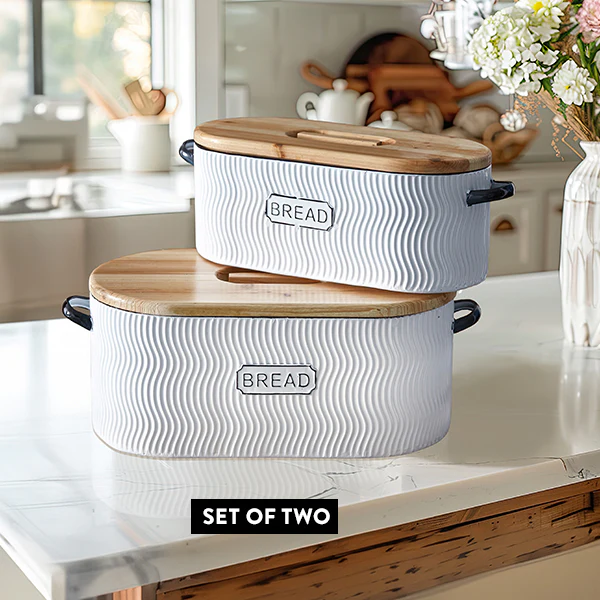 Modern Farmhouse Bread Box, Set of Two