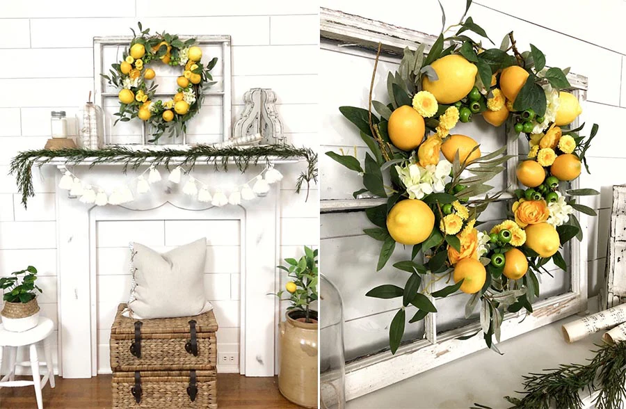 Fresh Citrus and Lush Floral Summer Wreath