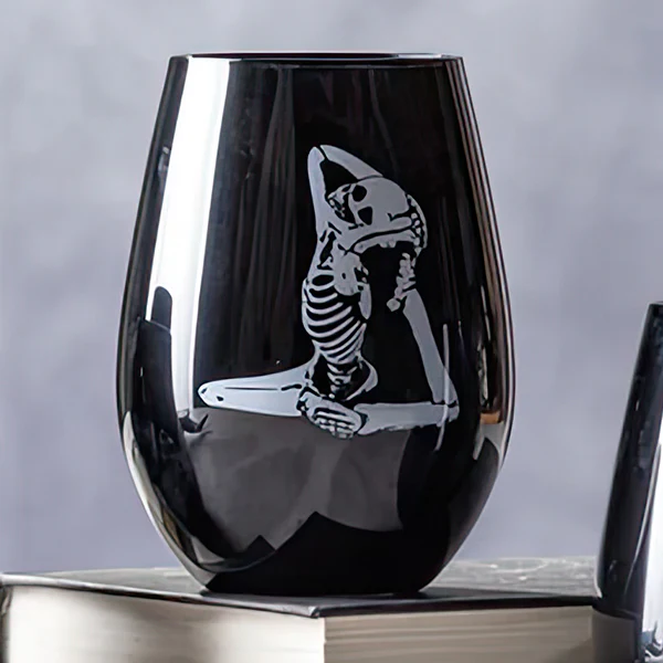 Skeleton Stemless Wine Glasses, Set of 4