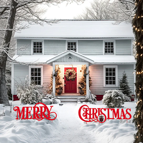 11 FEET WIDE! Merry Christmas Yard Stakes