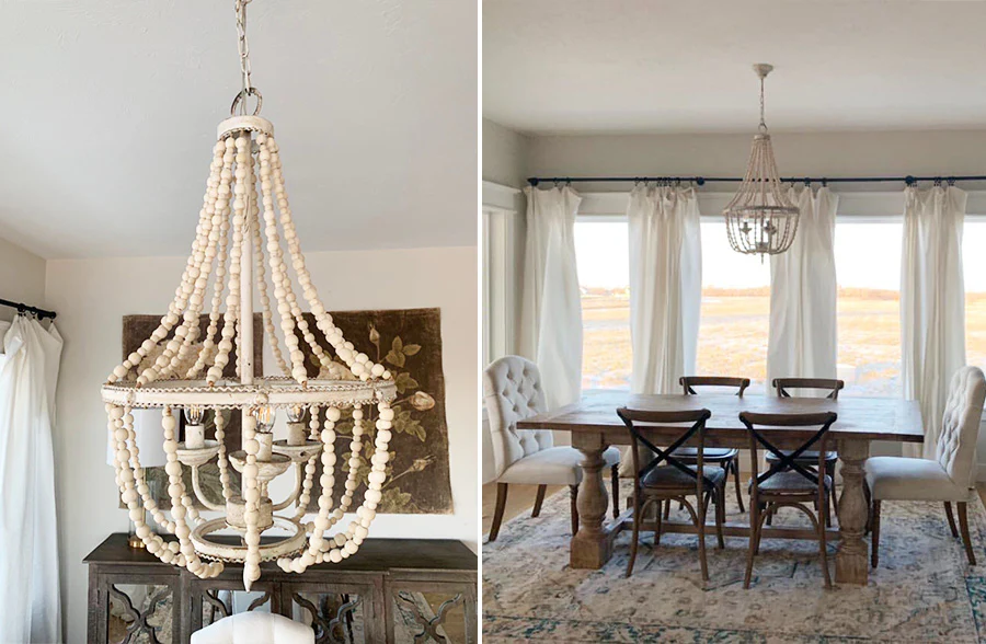 Hand Crafted Wooden Bead Chandelier