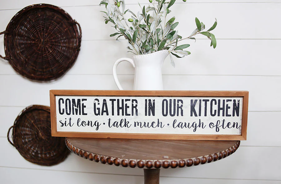 Wood Framed Come Gather In Our Kitchen Sign