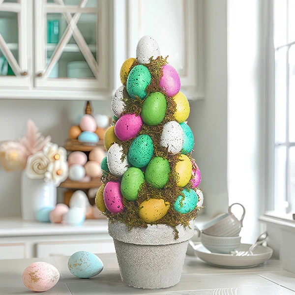 Multicolored Easter Egg Table Tree