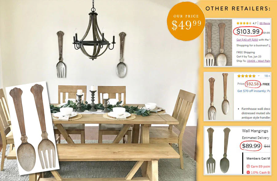 *HUGE* Metal and Wood Spoon and Fork Set