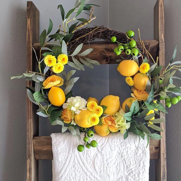 Fresh Citrus and Lush Floral Spring Wreath