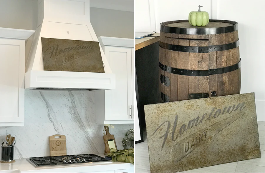 *HUUUGE* Antiqued Metal Hometown Dairy Sign