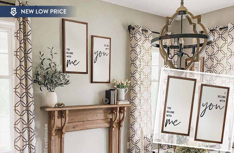 You and Me Wooden Framed Sign Set