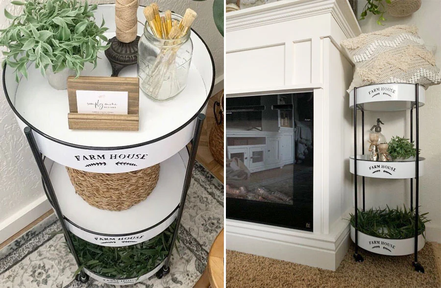 Enamel Farmhouse Three Tiered Rolling Cart