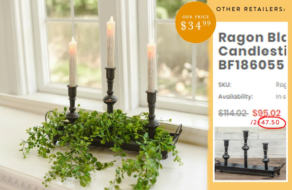 Black Taper Candlesticks with Matching Tray