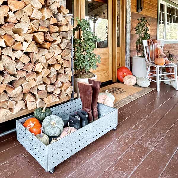 Galvanized Boot Tray on Wheels