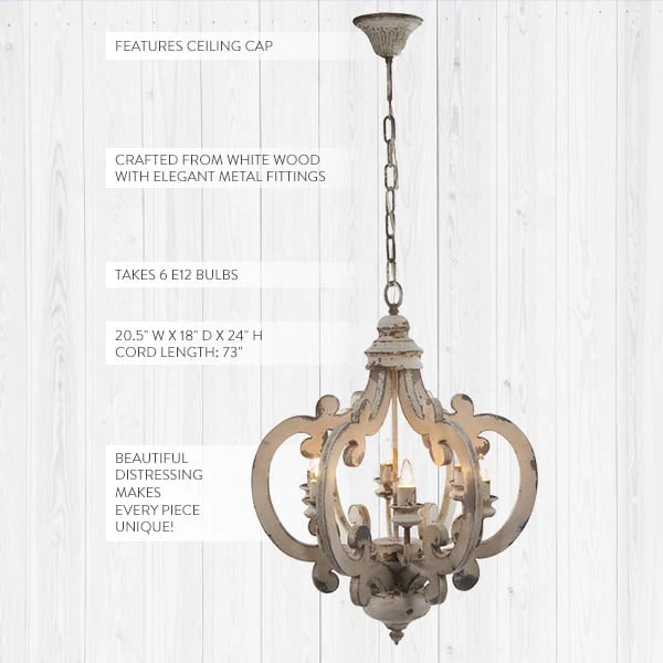 Wooden European Scrollwork Chandelier