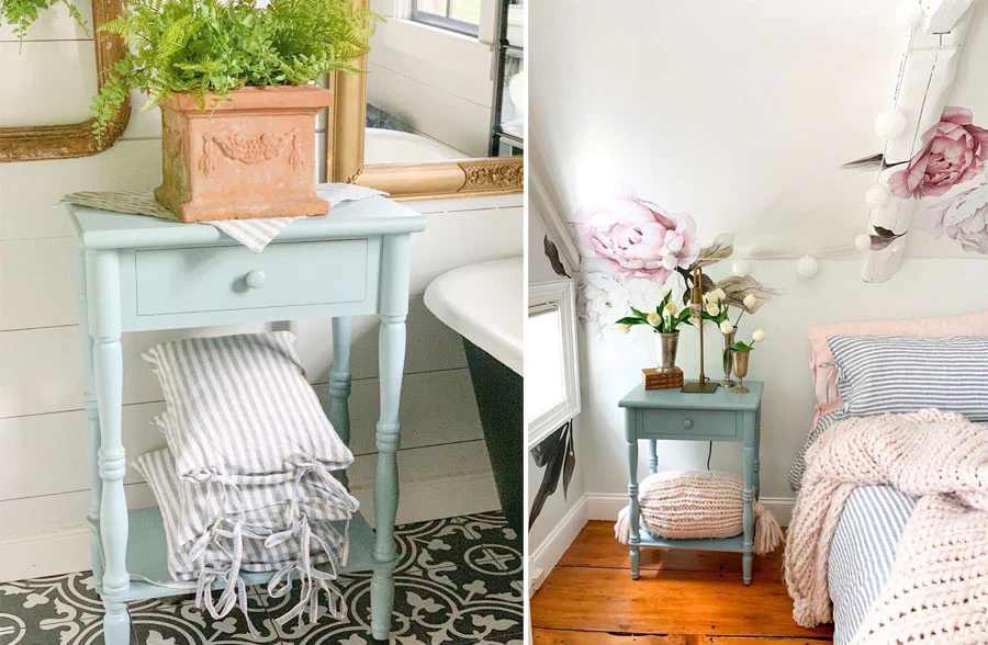 Eggshell Blue Wooden Side Table