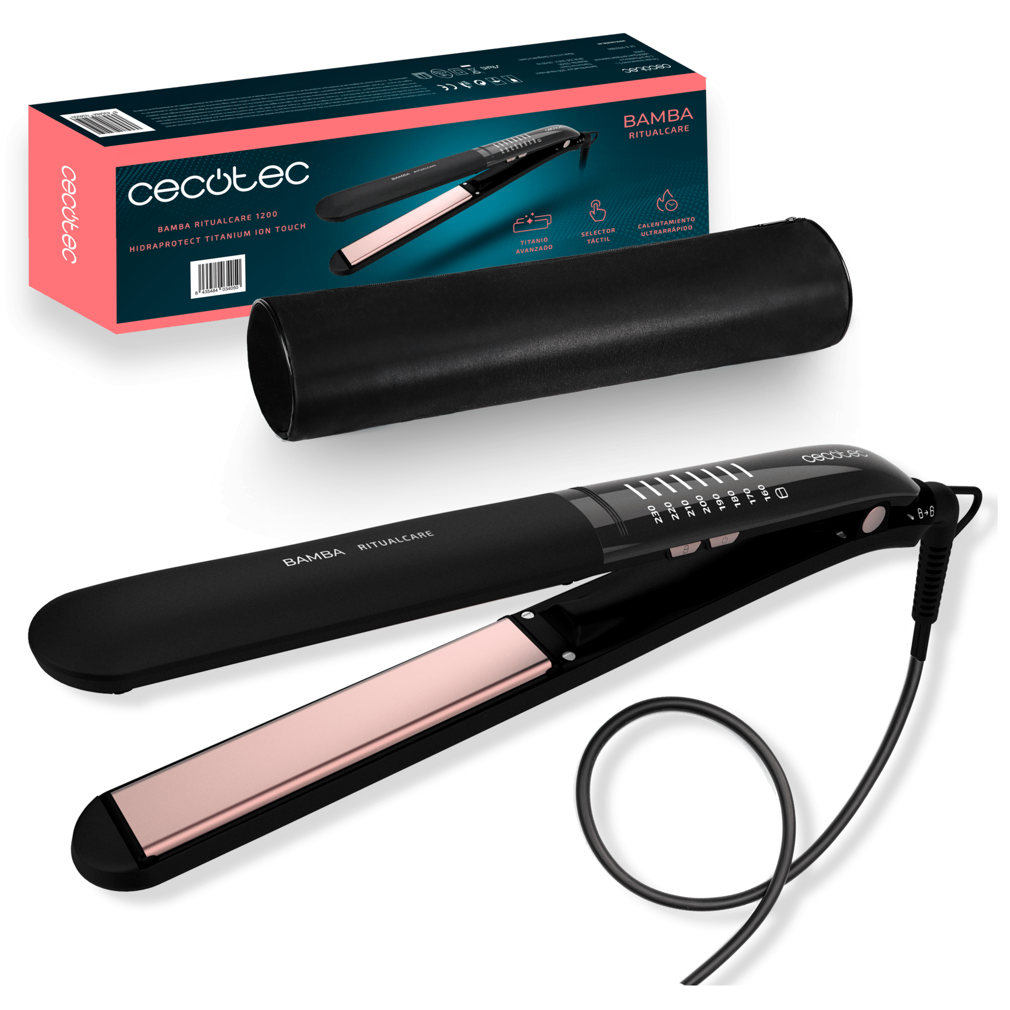Bamba RitualCare 1200 Titanium Ion Touch Plancha de pelo de titanio táctil con ion real