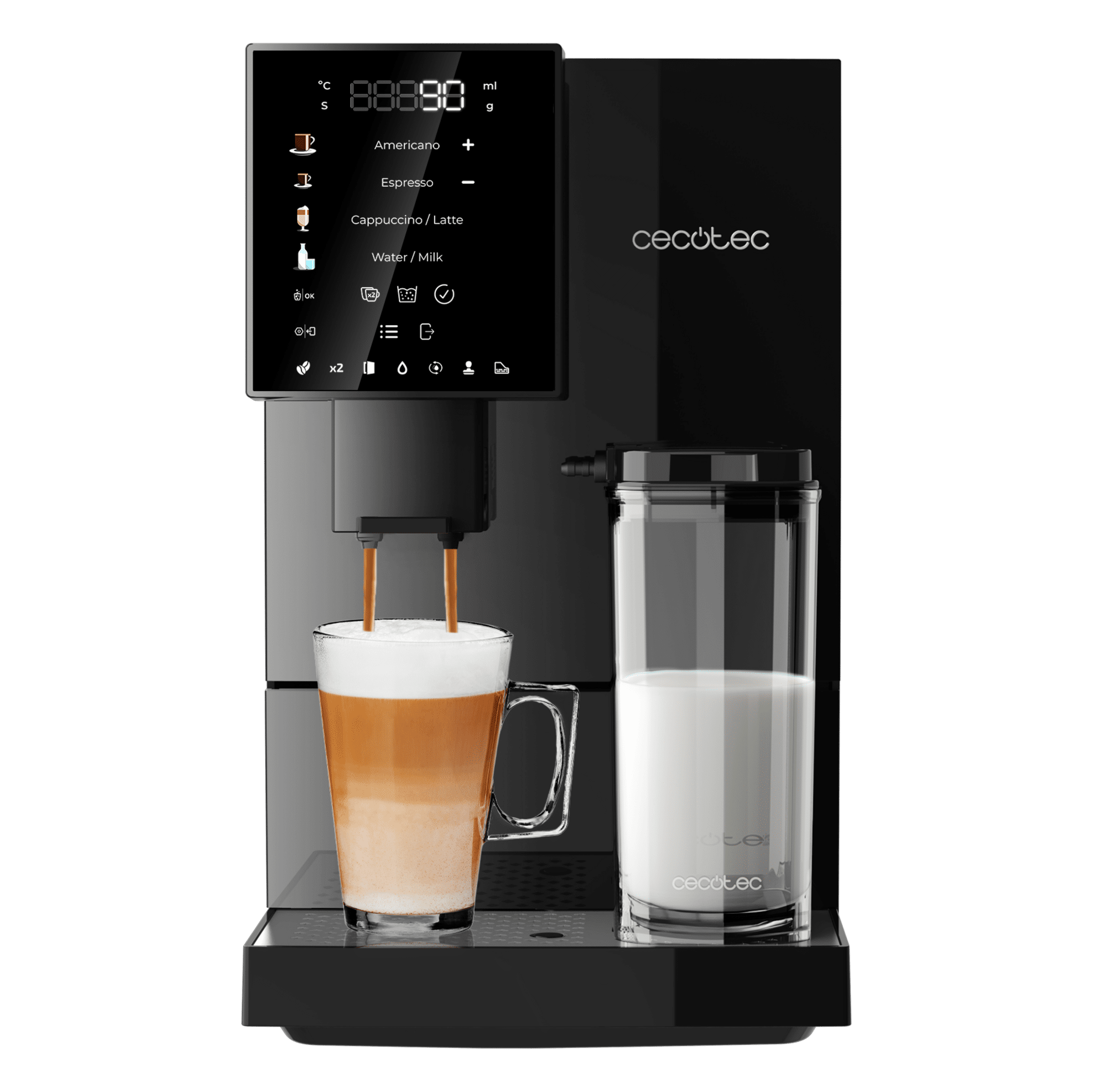 Cremmaet Compactccino Black Cafetera superautomática compacta con 19 bares, tanque de leche y sistema Thermoblock.
