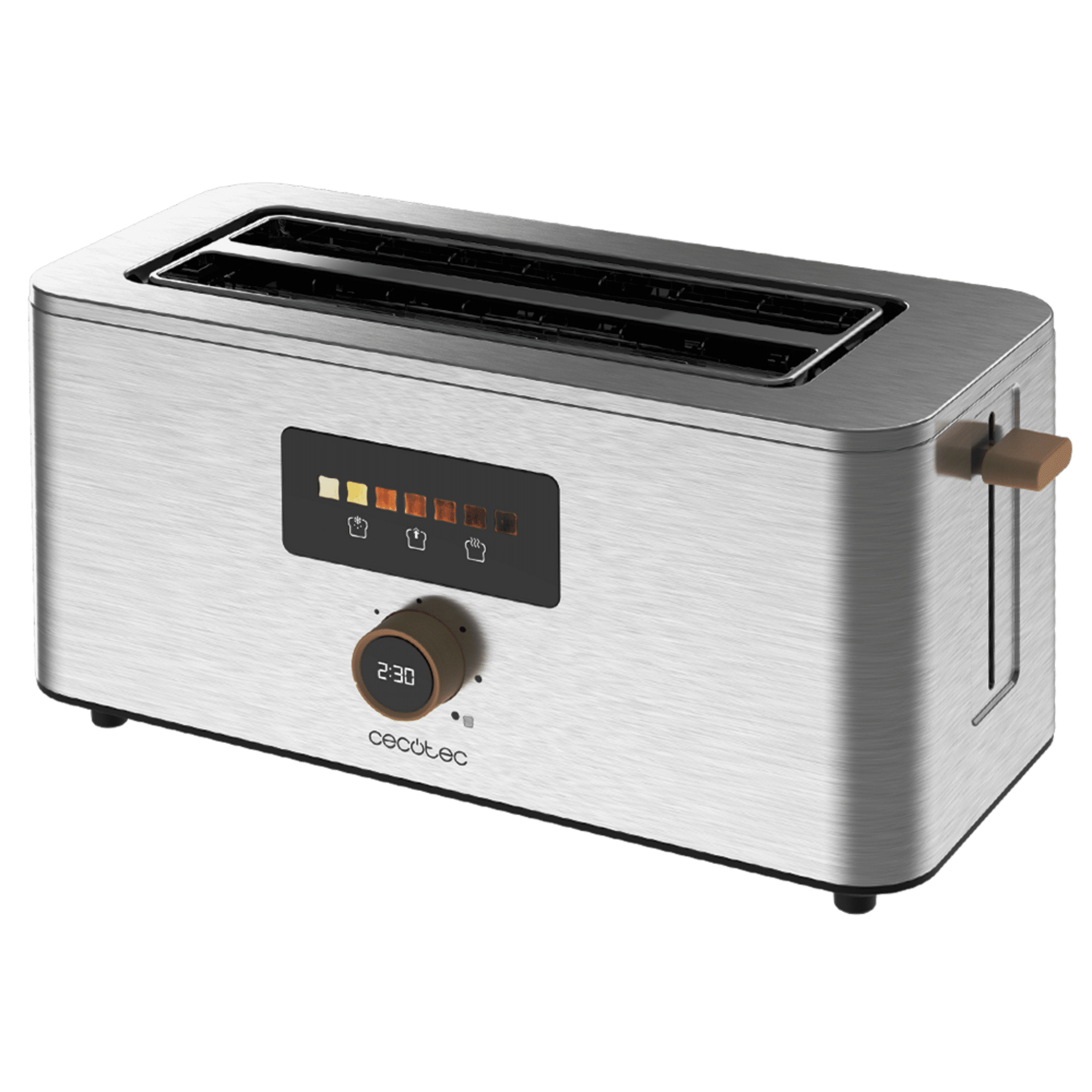 Touch&Toast Extra Double Tostador vertical de acero con doble ranura larga, pantalla táctil y 1500 W de potencia.