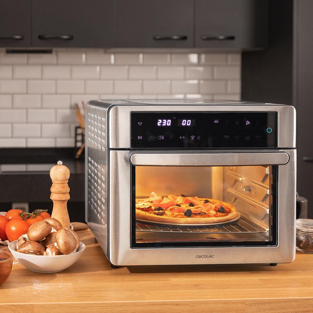 Bake&Fry Touch. Horno Freidora de Aire Caliente con 14-25-30 Litros, Convecciòn, Pantalla Táctil (25 L, Acero)