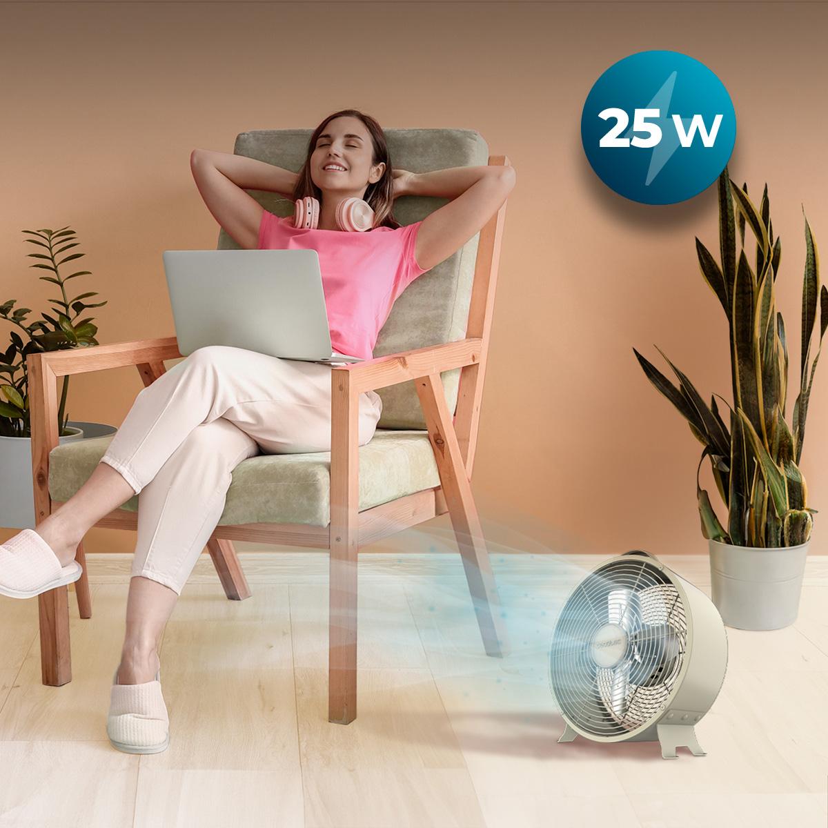 EnergySilence 400 RetroDesk Beige Ventilador de sobremesa estilo retro color beige de 8" con 25 W y 4 aspas.