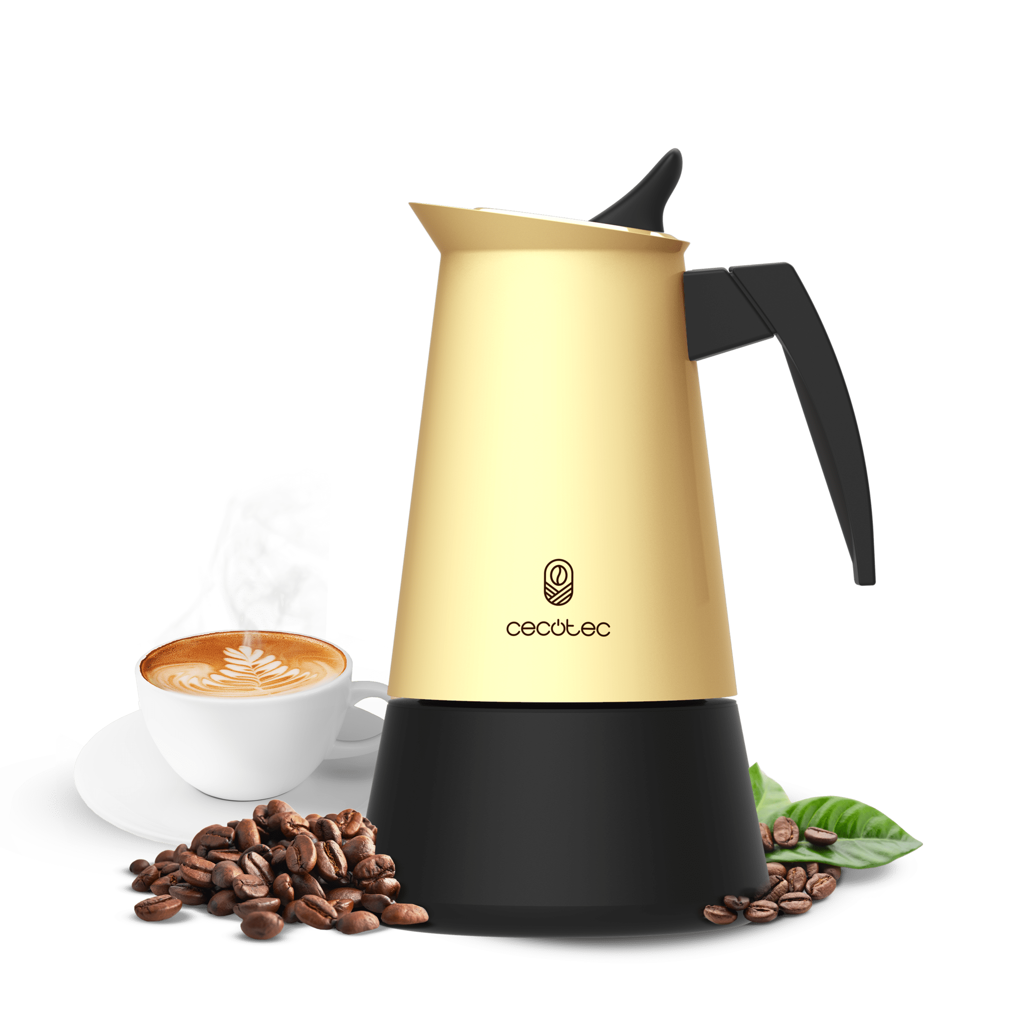 Piccolina 400 Beige Cafetera italiana fabricada en acero inoxidable de alta calidad ideal para 4 tazas de café.
