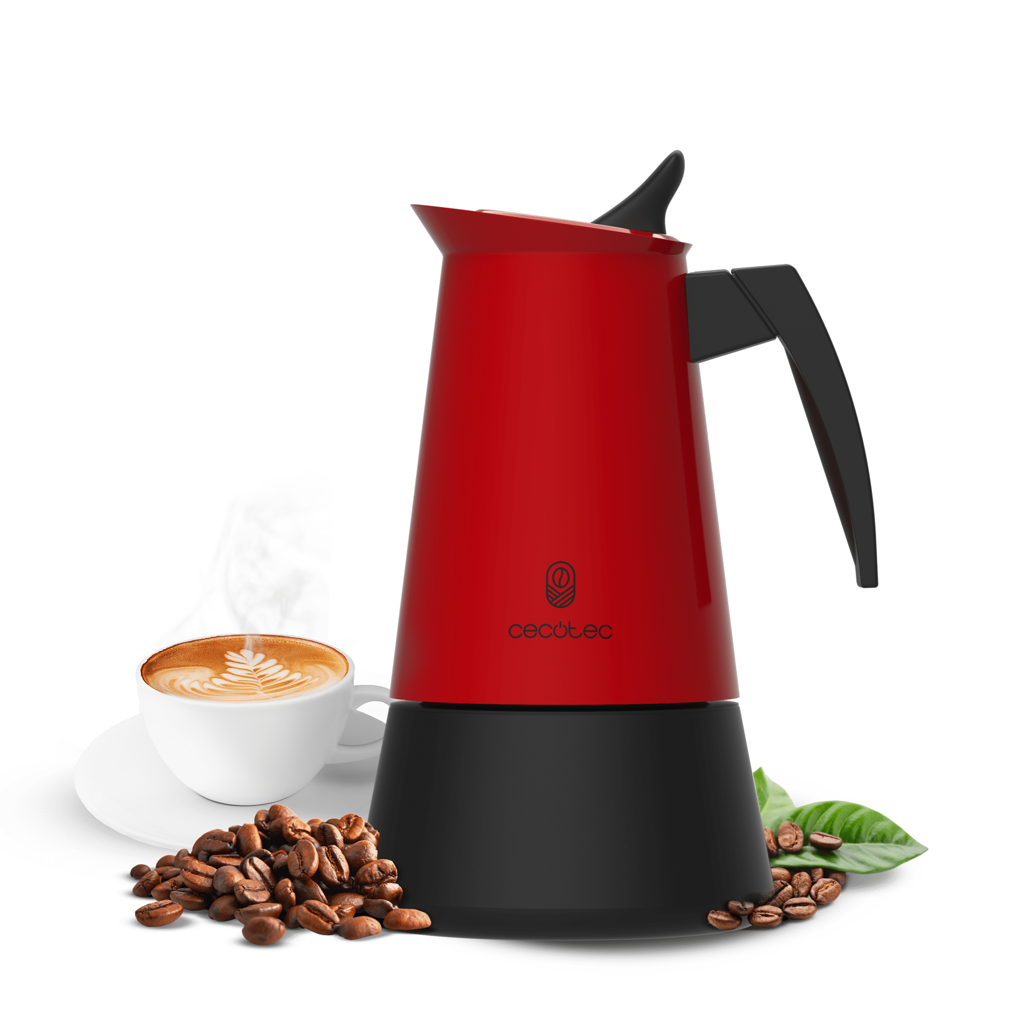 Piccolina 600 Red Cafetera italiana fabricada en acero inoxidable de alta calidad ideal para 6 tazas de café.