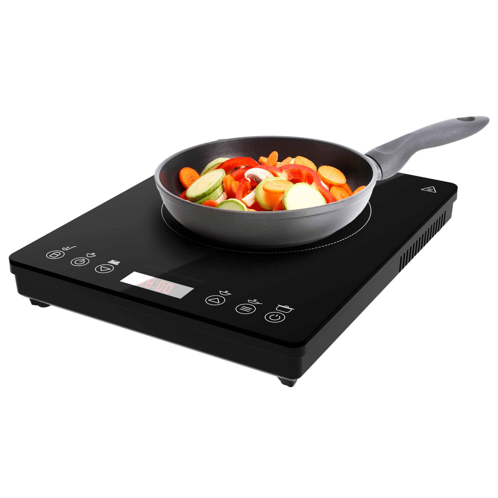 Full Magma Slim Placa de inducciòn con diseño en cristal, display táctil, 8 niveles de potencia y temporizador.