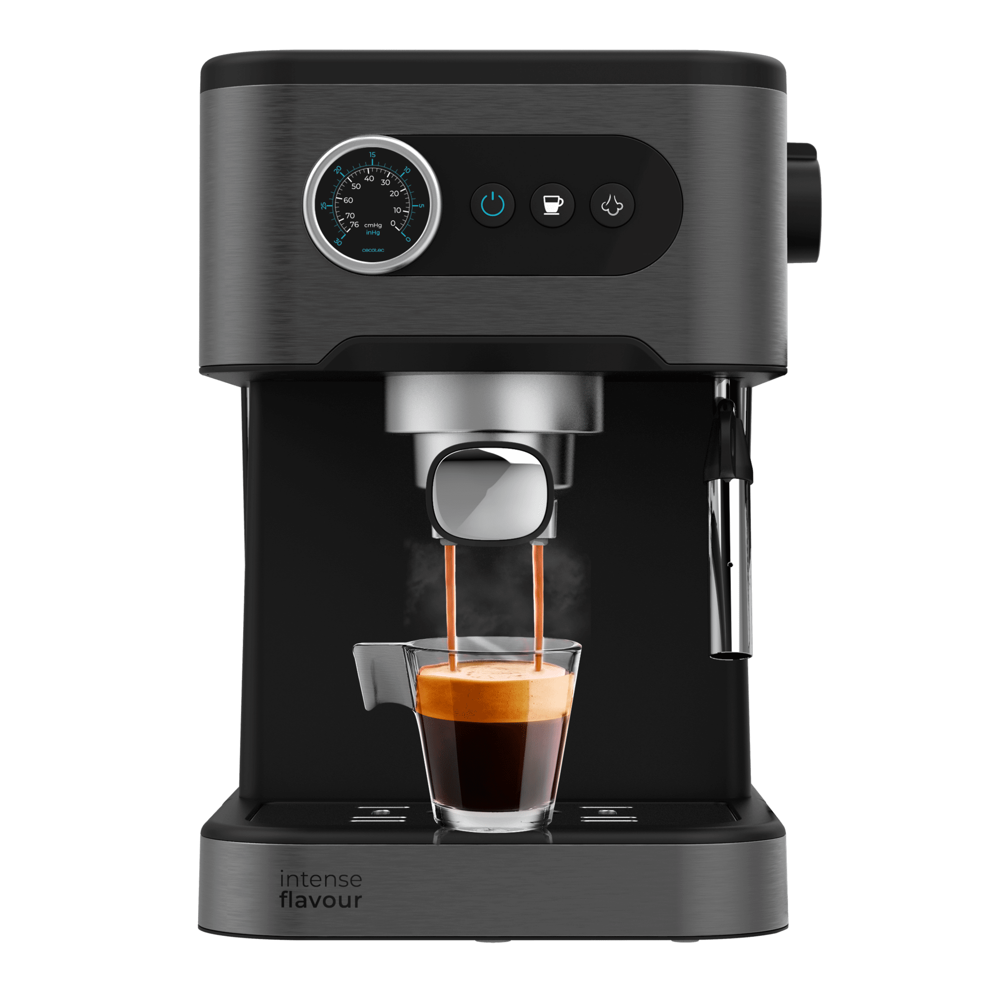 Power Espresso 20 Pro Cafetera express para café espresso y cappuccino, con 20 bares y vaporizador orientable.