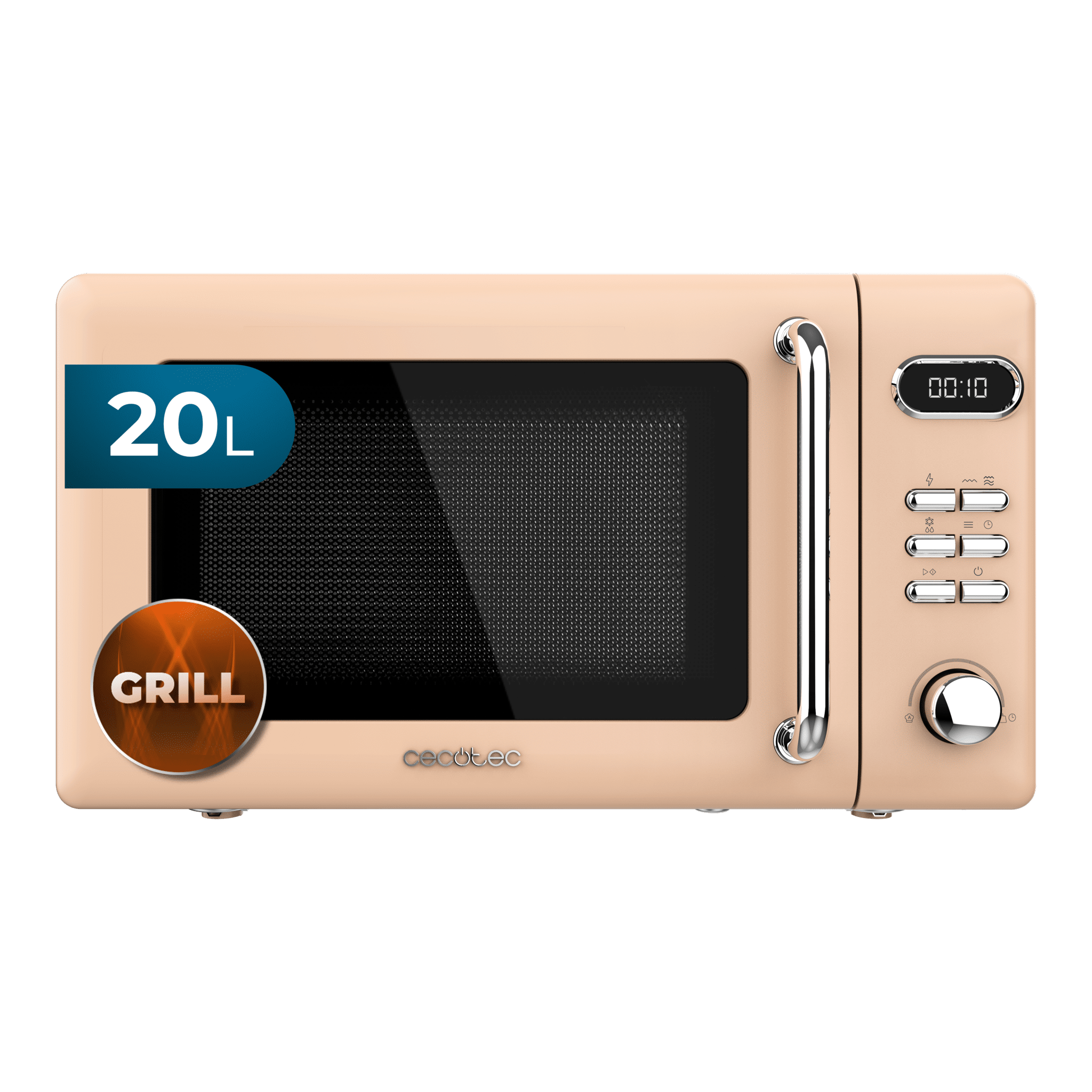 ProClean 5110 Retro Beige Microondas digital con grill de 20 L y 700 W.