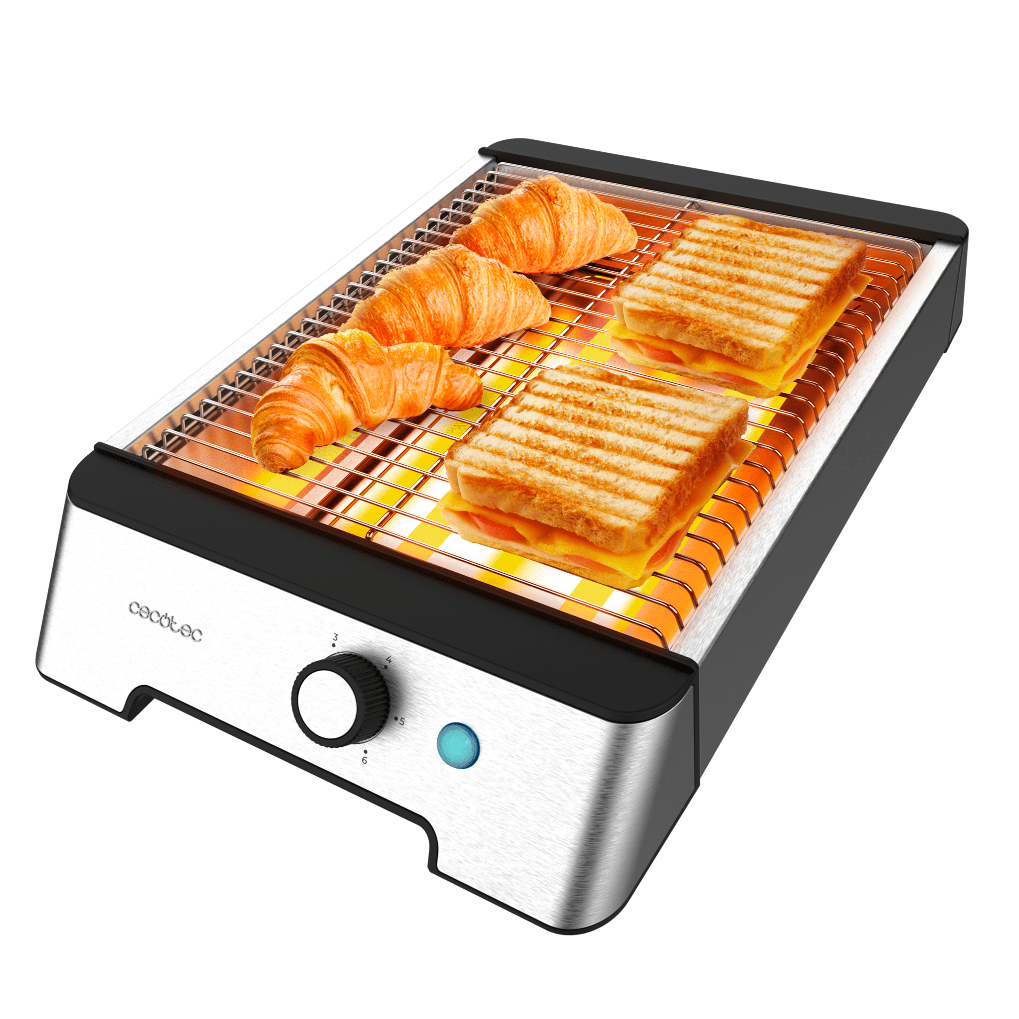 NiceSlice Inox Tostador plano horizontal de tres resistencias con 1000 W para todo tipo de pan o bollería.