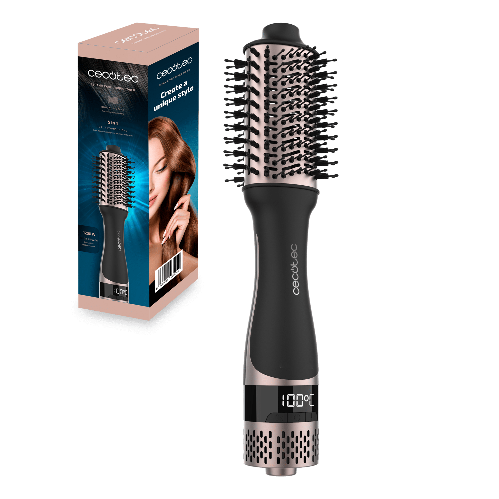 CeramicCare Unique Touch Cepillo de aire con pantalla