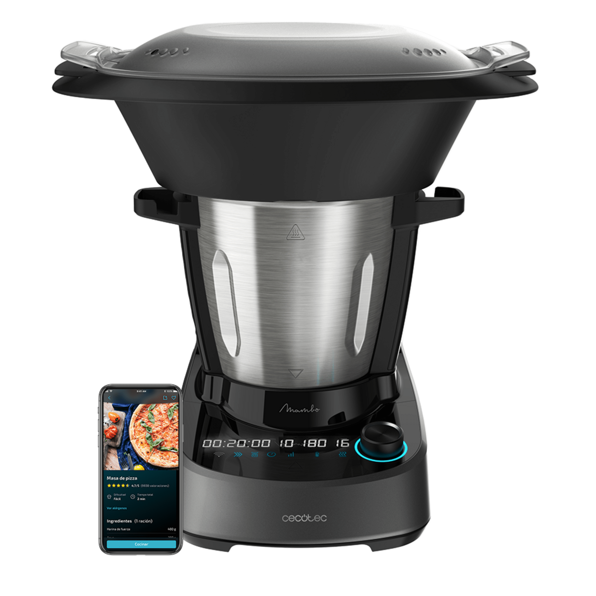 Mambo 11090 Robot de cocina con 37 funciones, APP, báscula y jarra de acero inoxidable apta para lavavajillas