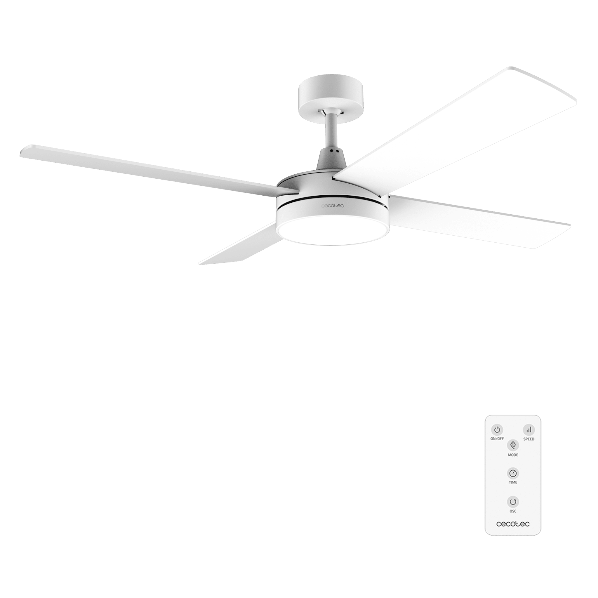 EnergySilence Aero 5200 White Line Ventilador de techo de 65 W y 52" con luz LED.