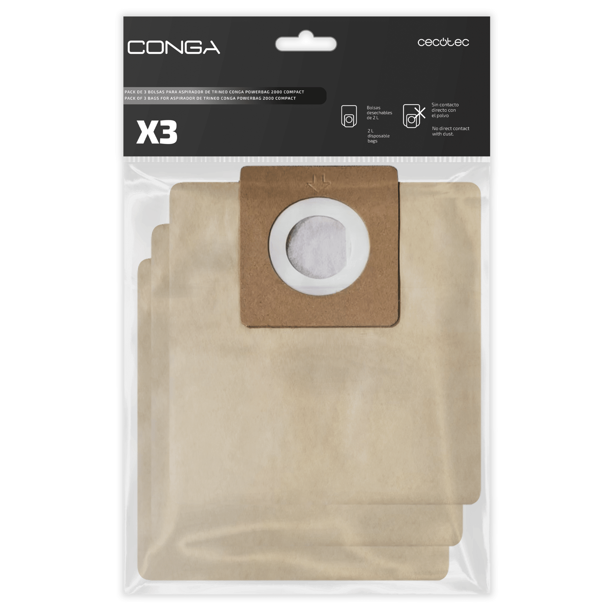 Pack de 3 bolsas para aspirador de trineo Conga PowerBag 2000 Compact