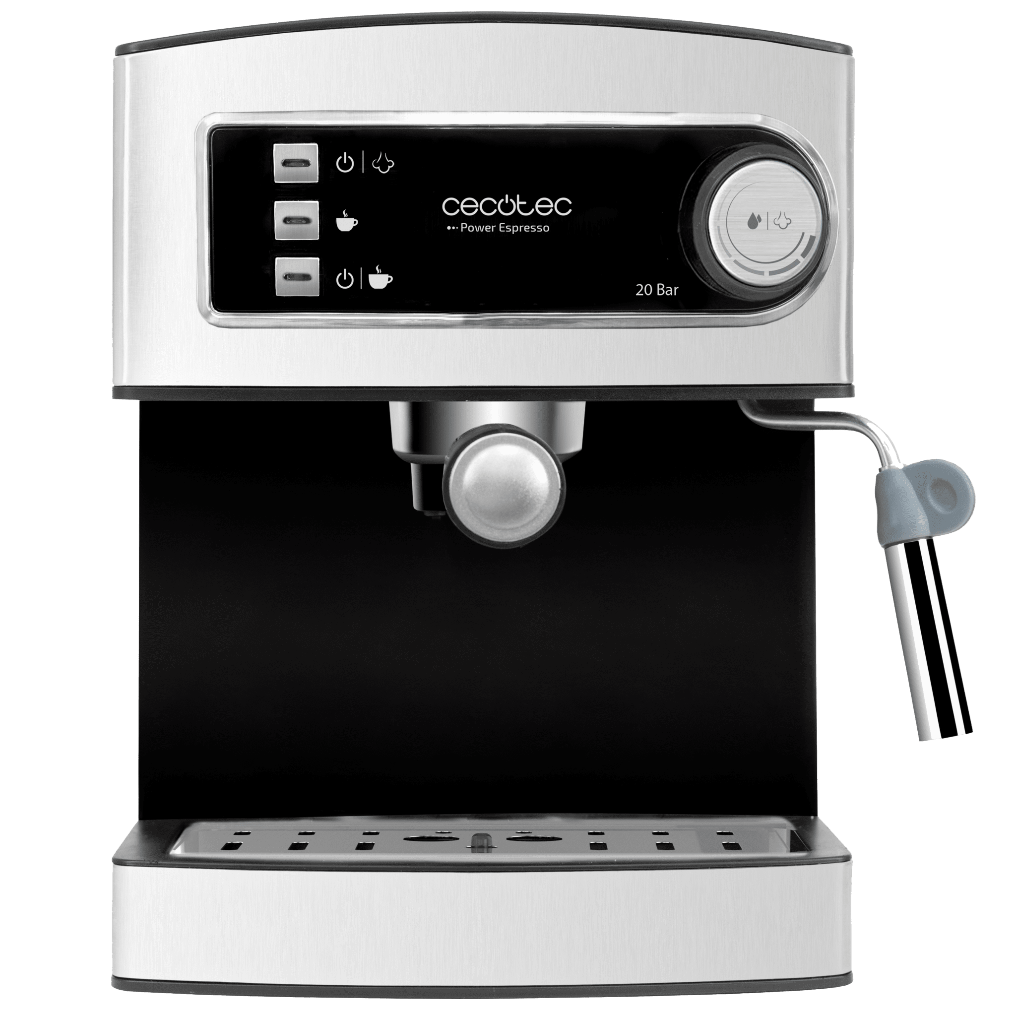 Power espresso Cafetera express para café espresso y cappuccino, con 20 bares y vaporizador orientable.