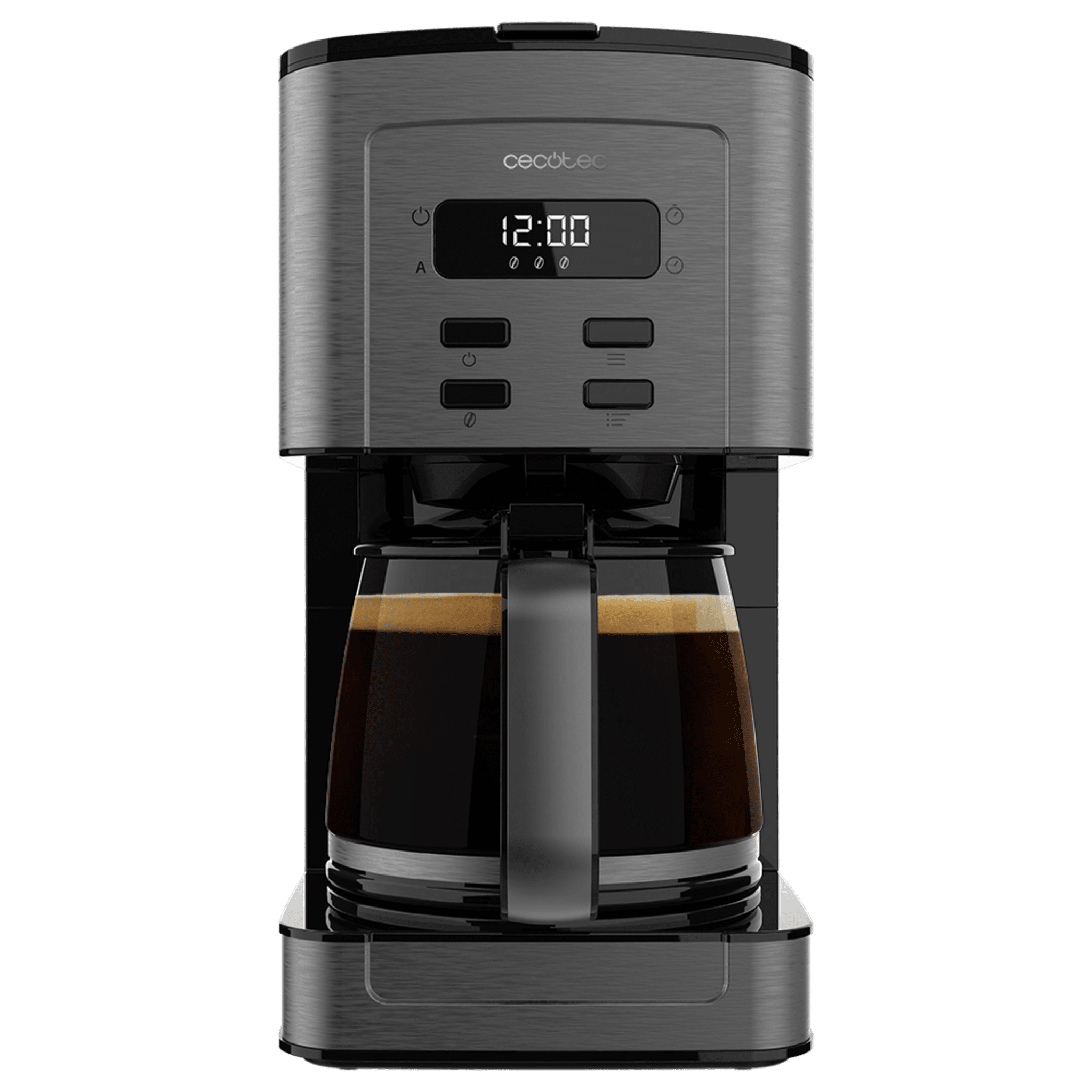 Coffee 56 Time Cafetera de goteo digital de 12 tazas con acabado en acero inoxidable e intensificador de aroma.