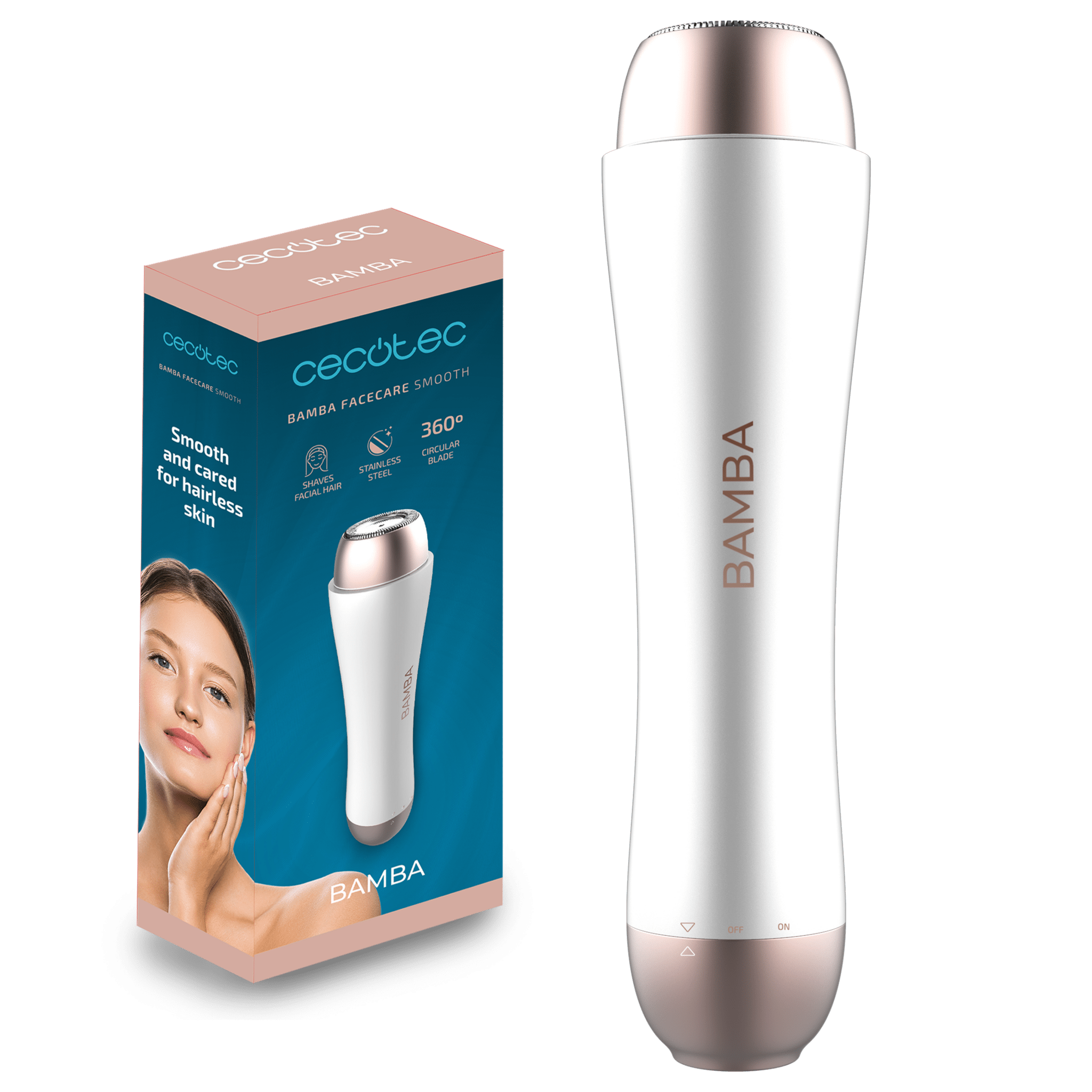 Bamba FaceCare Smooth Depiladora facial de acero inoxidable para rasurar el vello facial, con tapa protectora