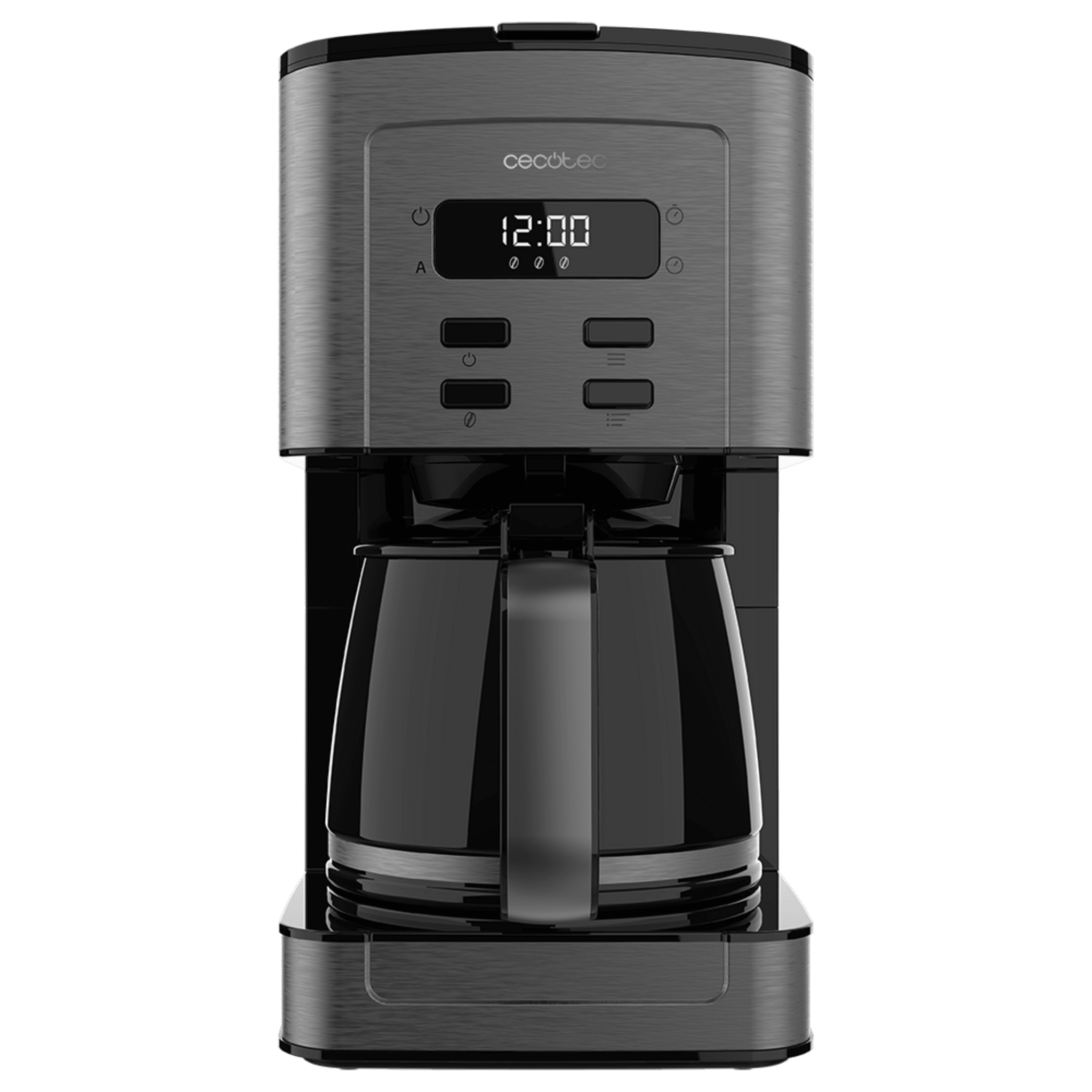 Coffee 56 Time Cafetera de goteo digital de 12 tazas con acabado en acero inoxidable e intensificador de aroma.