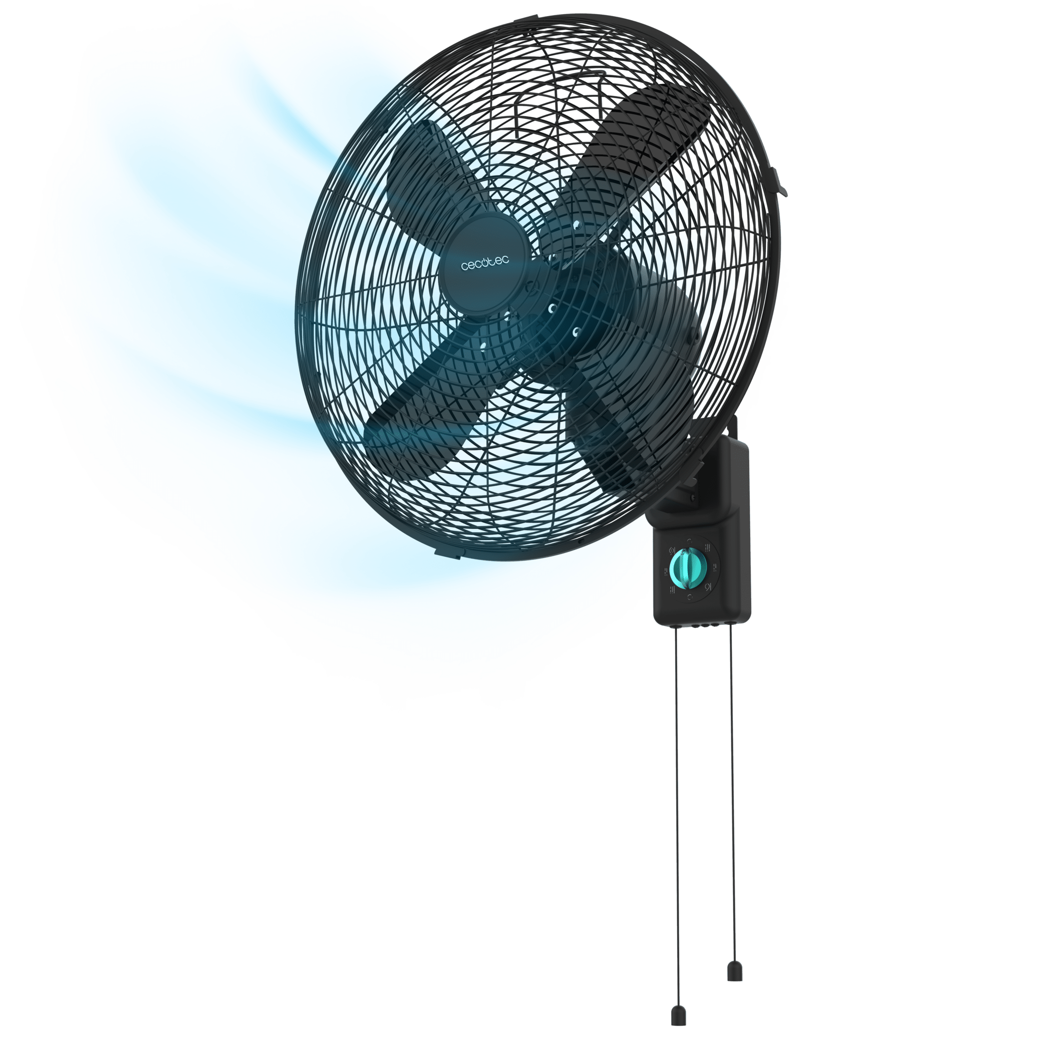 EnergySilence 4500 Power Wall Black Ventilador de pared de 18 ", con 50 W, 3 velocidades, 4 aspas y uso sencillo.