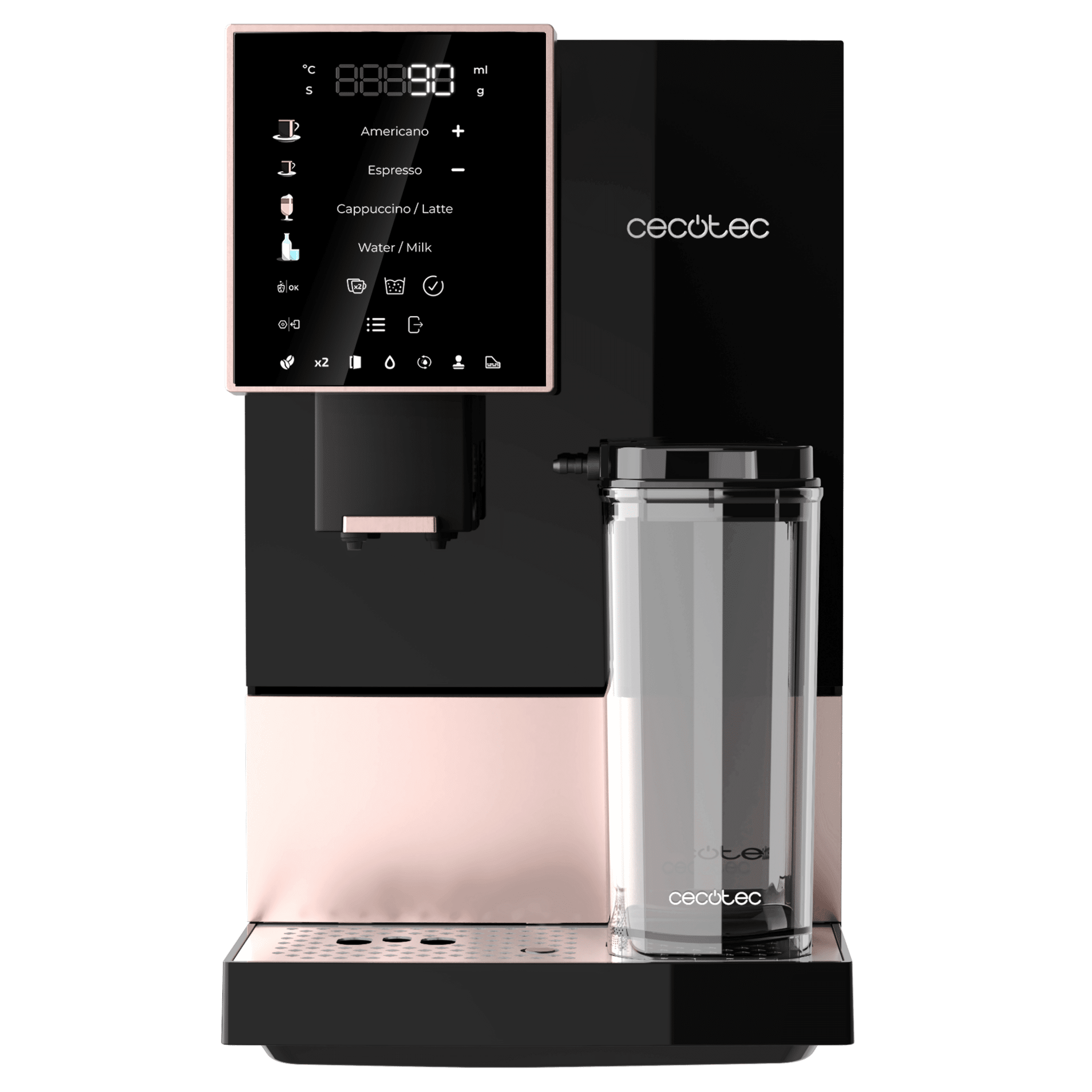 Cremmaet Compactccino Black Rose Cafetera superautomática compacta con 19 bares, tanque de leche y sistema Thermoblock.