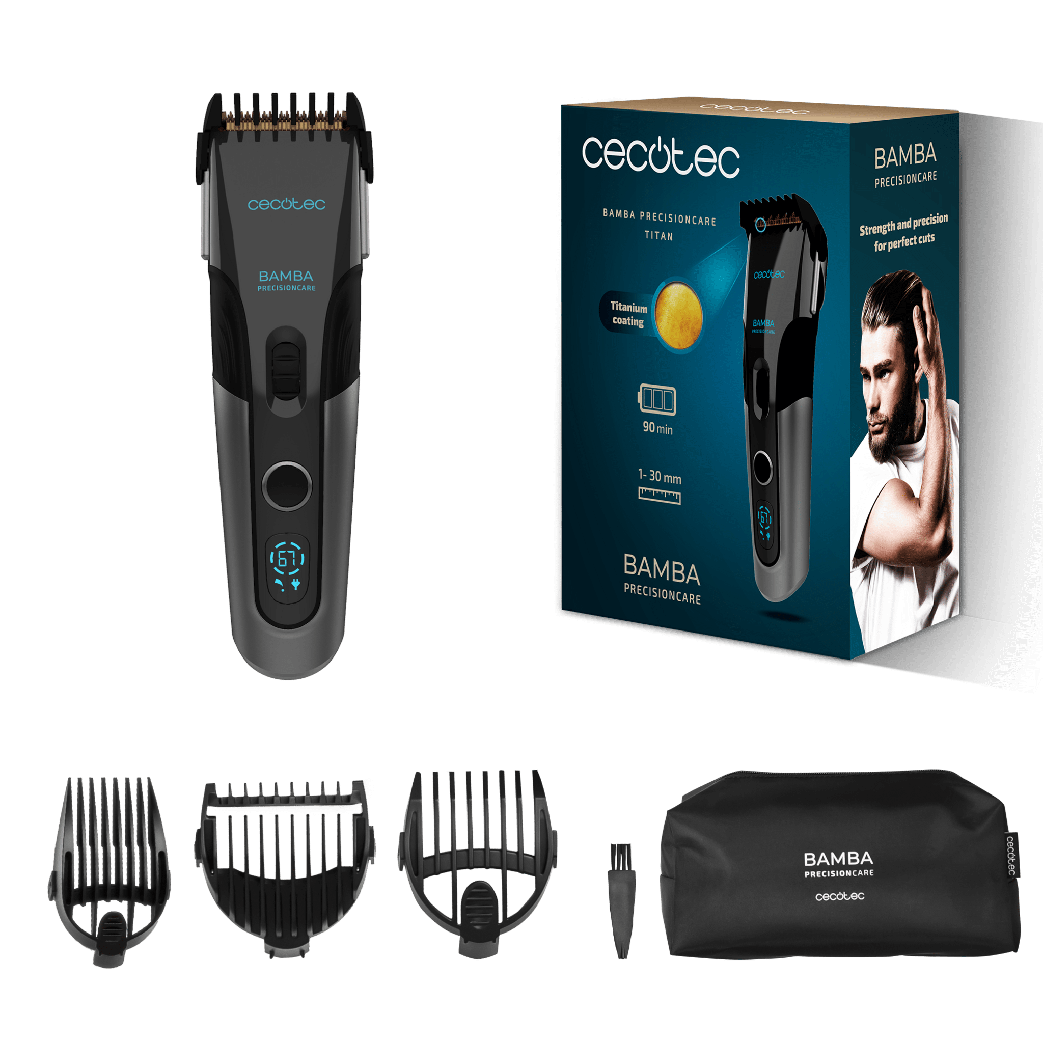 Bamba PrecisionCare Titan Cortapelos con batería, pantalla y cuchillas con recubrimiento de titanio.