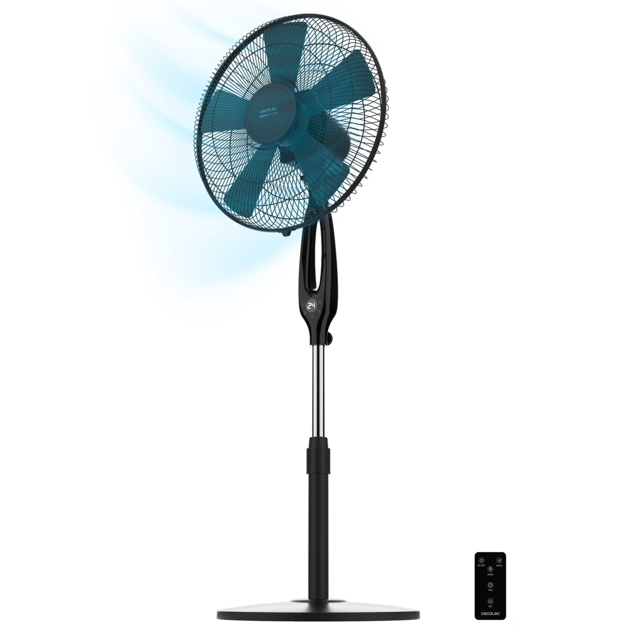 EnergySilence 560 Max Smart Ventilador de pie de 16" con 45 W, temporizador, mando a distancia y pantalla LED.