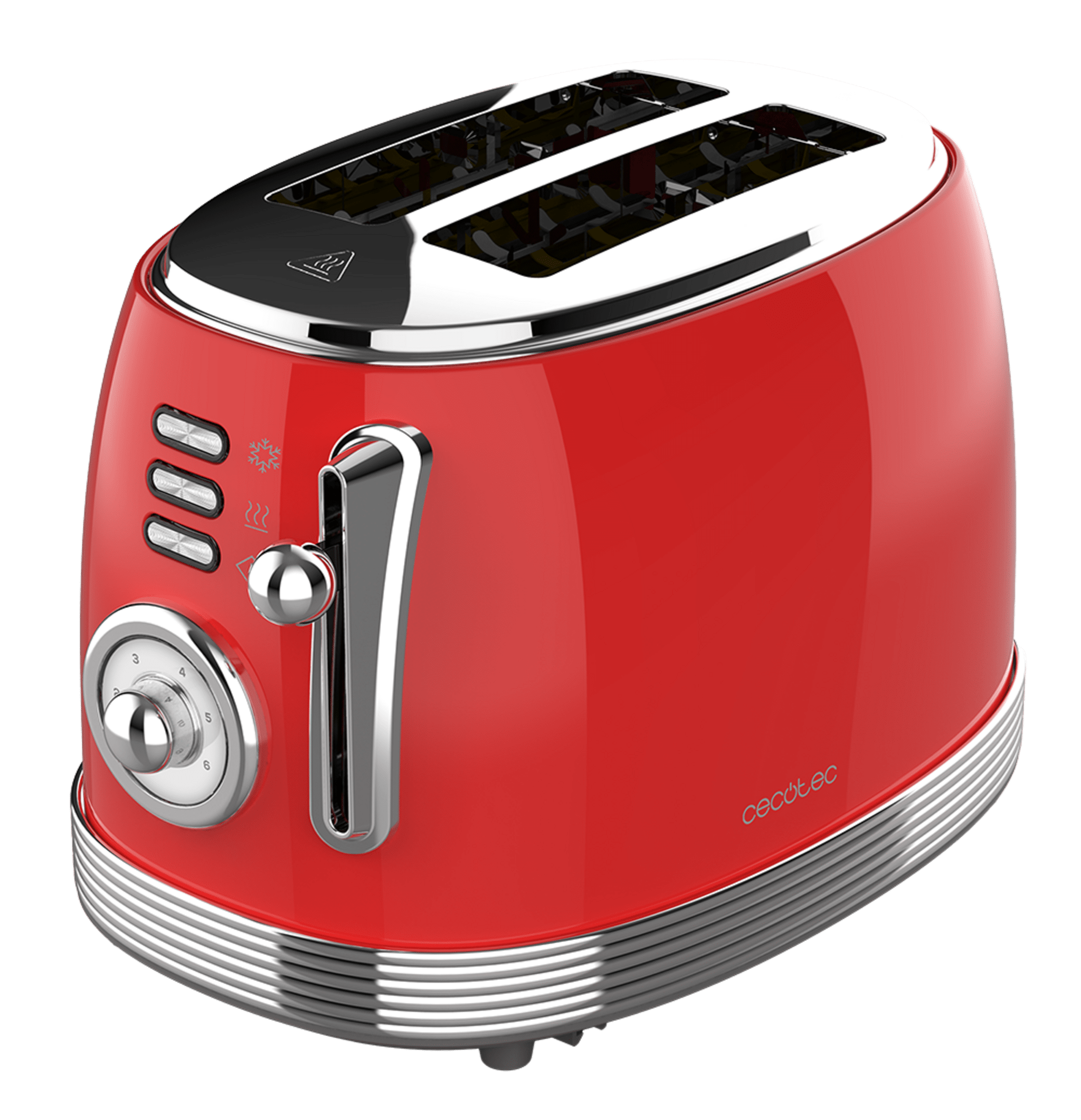 Toast&Taste 800 Vintage Light Red Tostadora de acero con 2 ranuras cortas extra anchas para 2 tostadas.