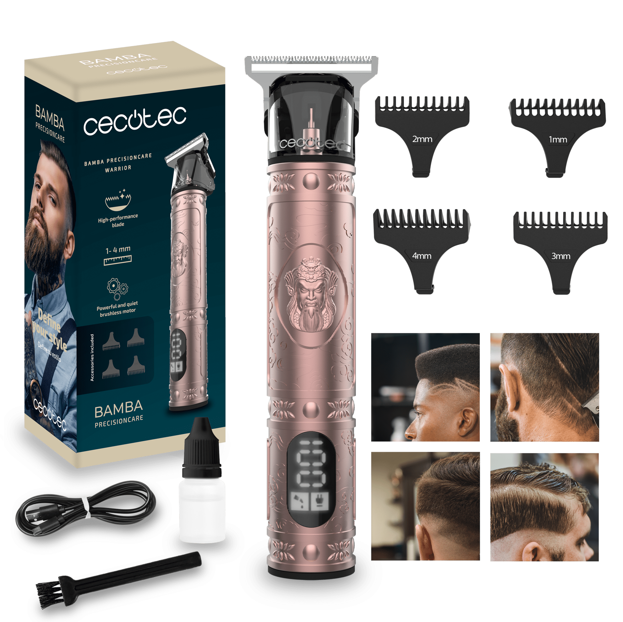 Bamba PrecisionCare Warrior Perfiladora de pelo con cuchilla afilada, motor silencioso y pantalla LCD.