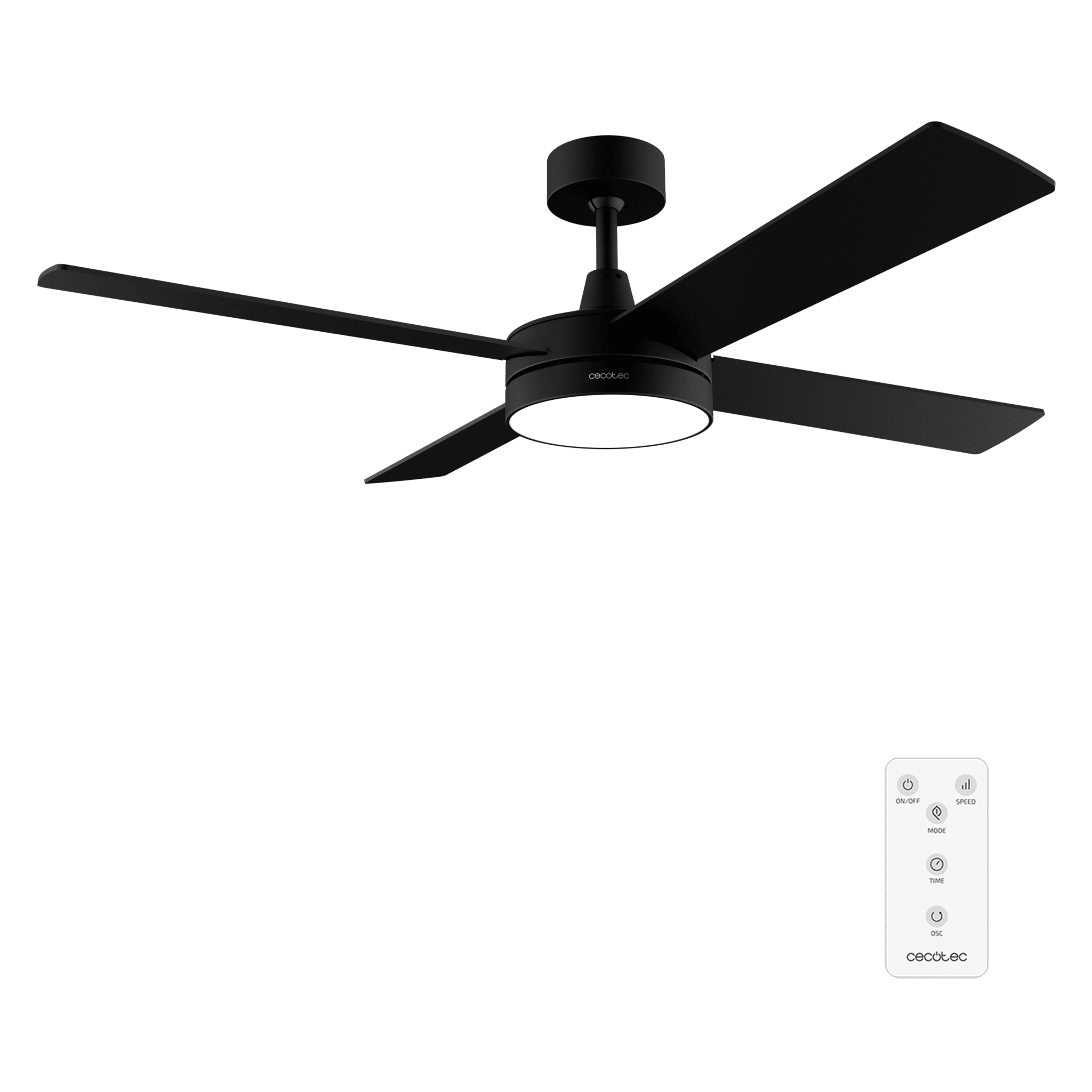 EnergySilence Aero 5200 Black Line Ventilador de techo de 65 W y 52" con luz LED.