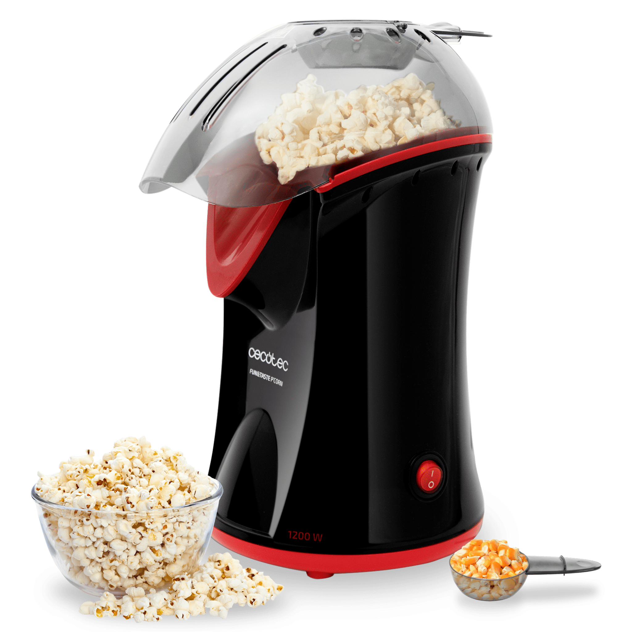 Fun&Taste P’Corn Palomitero de 1200 W por convecciòn, palomitas listas en 2 minutos y cuchara dosificadora.